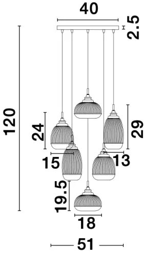 Rustikálny luster Mond 51 zlaté