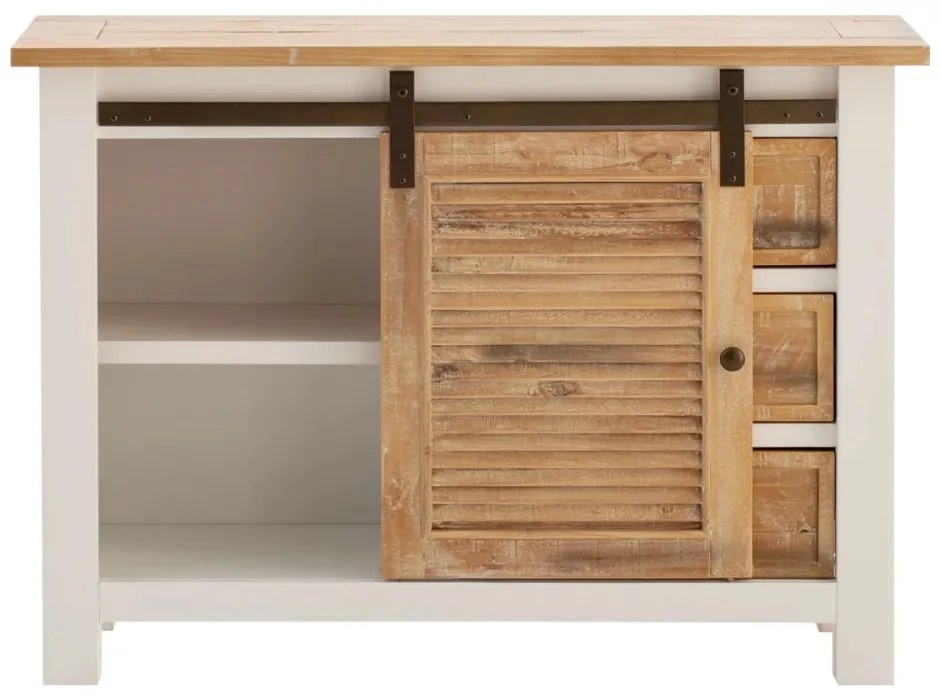 furniture-nabytek.cz - Masívna komoda Capera z borovice a MDF, lakovaná, biela a hnedá – 103×42×80 cm