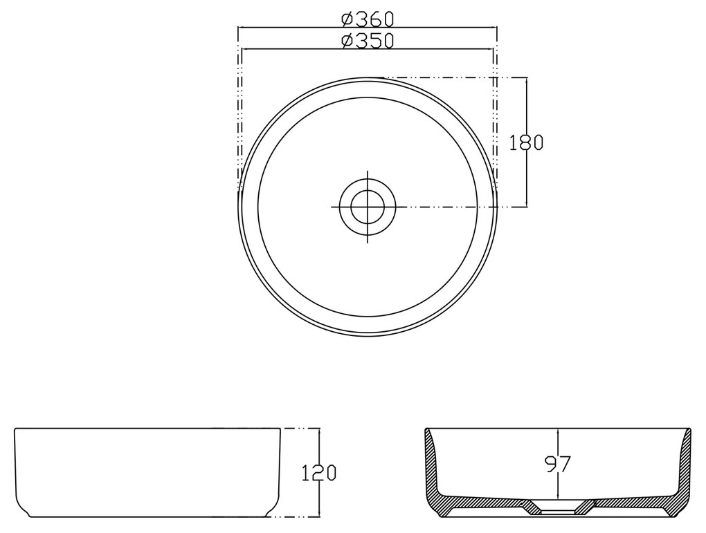 Sapho Sapho, INFINITY ROUND keramické umývadlo na dosku, priemer 36x12 cm, biela, 10NF65036