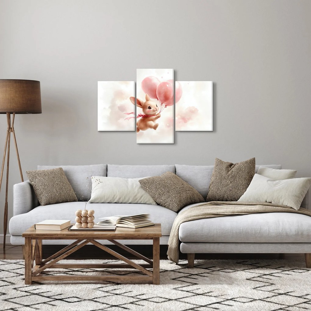 Obraz - Zajačik s balónikmi (90x60 cm)