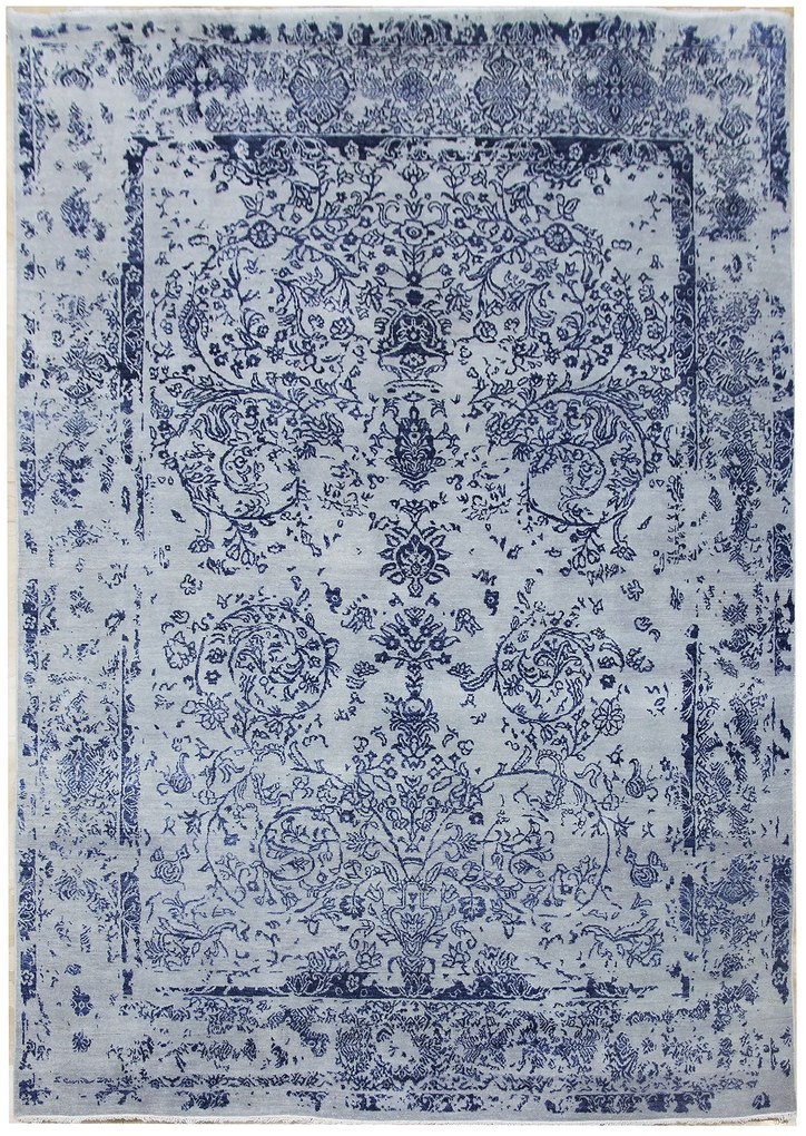 Ručne viazaný kusový koberec Diamond DC-JK ROUND Silver / peacock blue, 275x365, modrá, chodba / predsieň, Diamond Carpets India