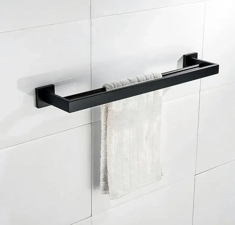 CERANO - Nástenný držiak na uteráky Alto, 60 cm, čierna matná, CER-CER-479326