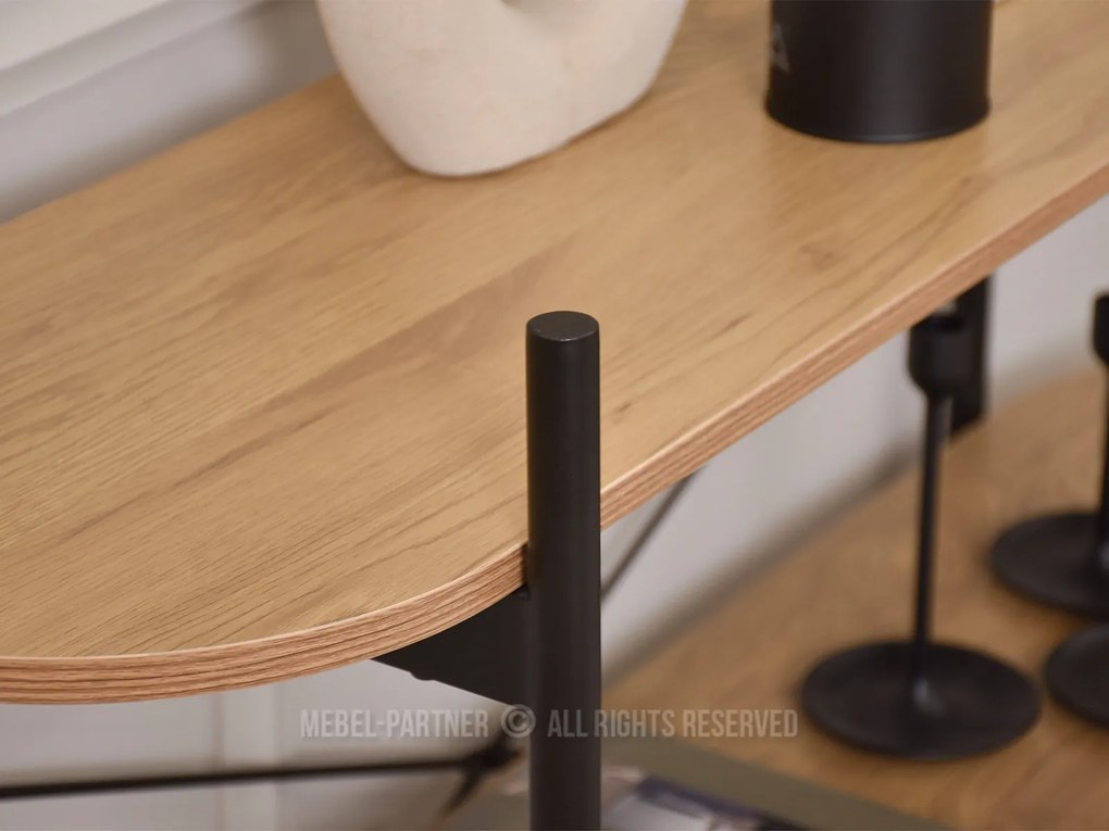 Konzolový stolík Inge (dub + čierna). Akcia -18%. Vlastná spoľahlivá doprava až k Vám domov. 1110813