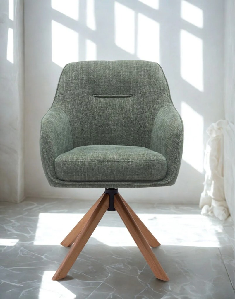 Otočná jedálenská stolička Avola – zelená, drevené nohy (53250005)