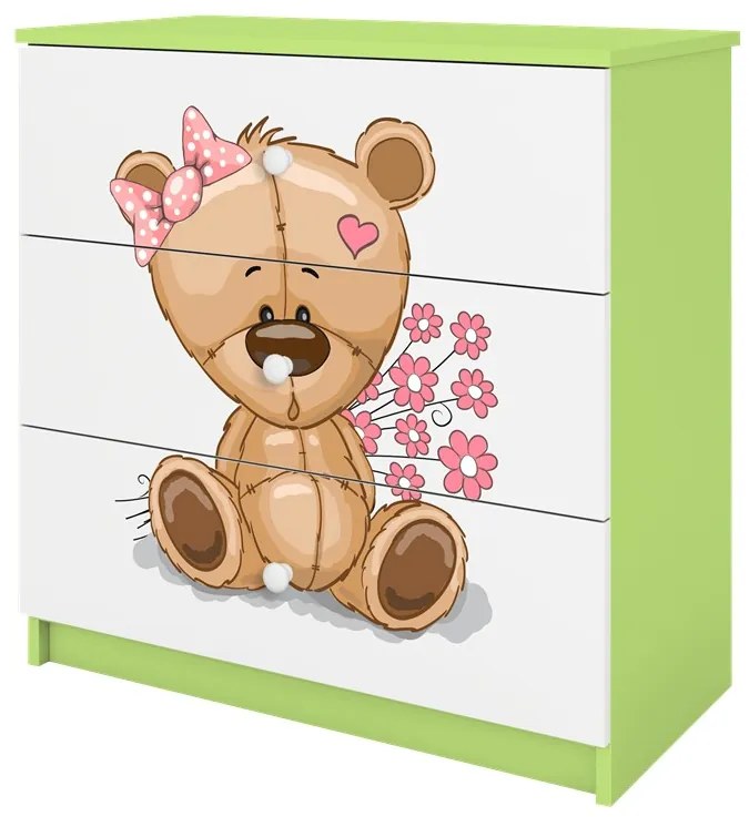 Komoda Babydreams 80 cm macko zelená