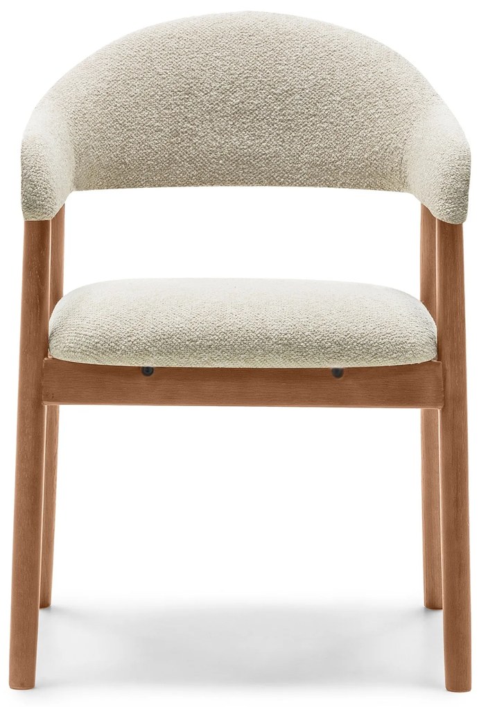 Čalouněná jídelní židle Sorento z masivu bouclé béžová/ořech