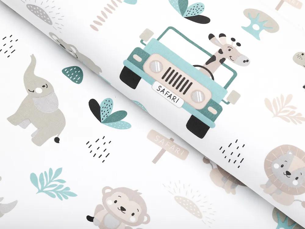 Biante Detské bavlnené posteľné obliečky do postieľky Sandra SA-477 Sivobéžové zvieratká v Safari Do postieľky 100x135 a 40x60 cm