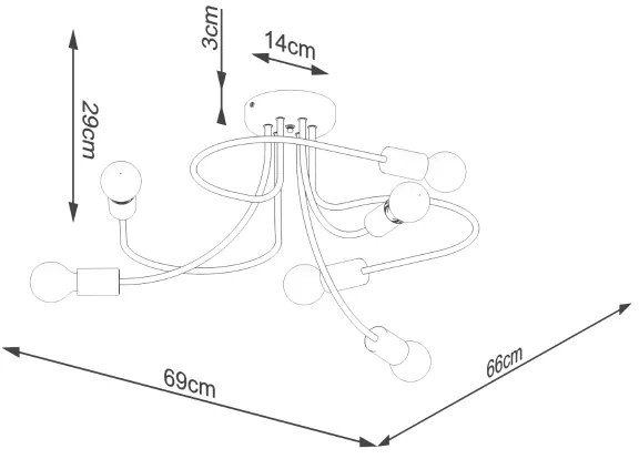 Sollux SL.1456 - Luster na tyči LEVAR 6xE27/15W/230V čierna