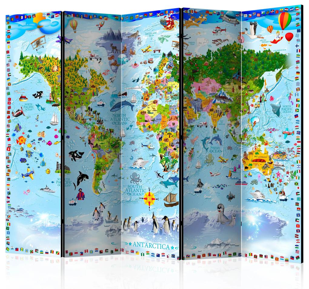 Artgeist Paraván - World Map for Kids II [Room Dividers]