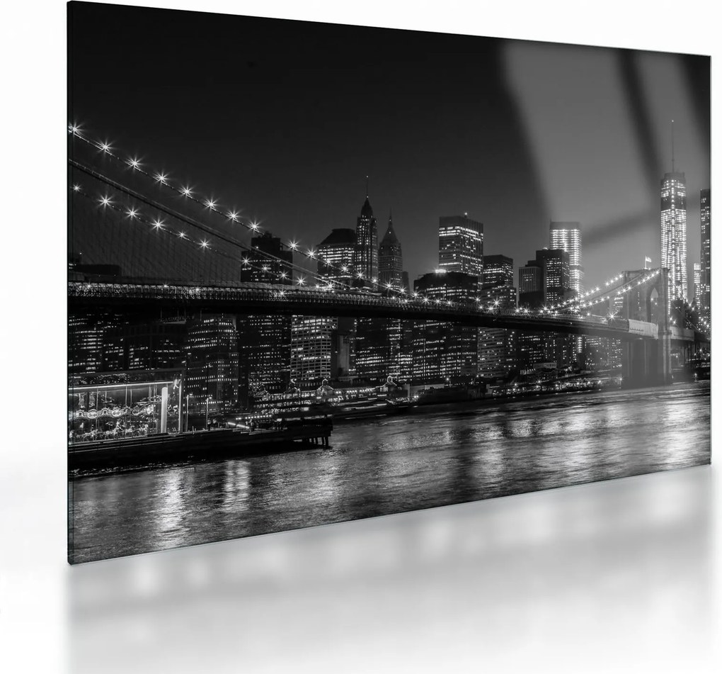 Sklenený obraz Brooklyn mosta v New Yorku (70x50 cm)