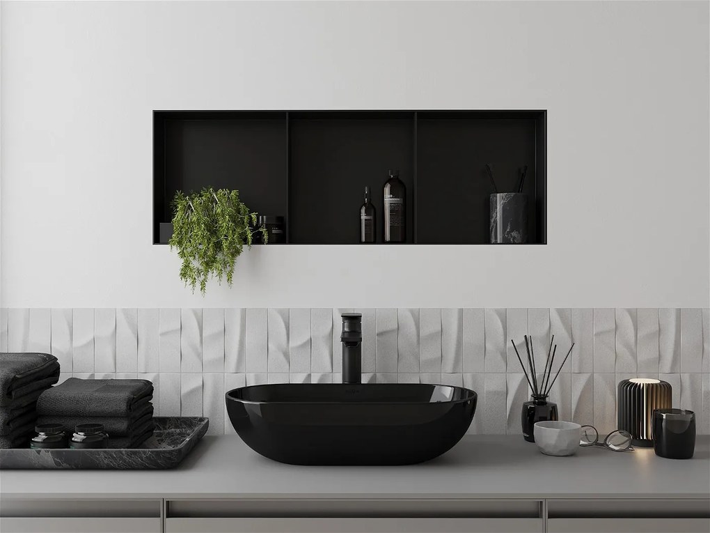 Zápustná polica pod omietku Mexen X-Wall-NR 30x90 cm - čierna, 1971903010S