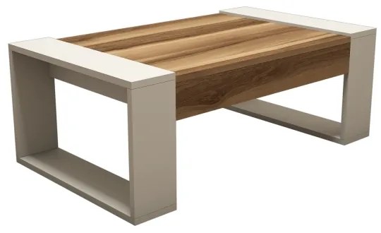 Konferenčný stolík VENUS 38x102 cm krémová/hnedá
