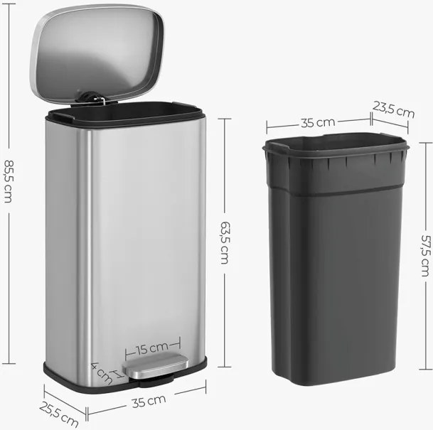 Odpadkový kôš strieborný AUK-E1103 CR