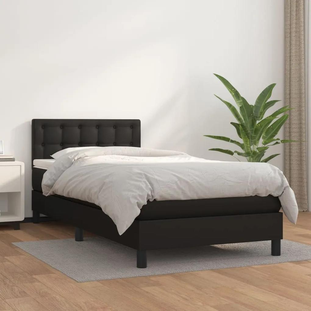 Boxspring posteľ s matracom čierna 90x200 cm umelá koža 3141101