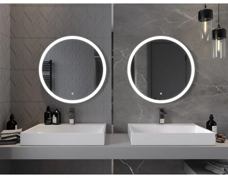 Mexen Oro, okrúhle LED podsvietené kúpeľňové zrkadlo 70 cm, 6000K, vykurovacia podložka proti zahmlievaniu, 9824-070-070-611-00