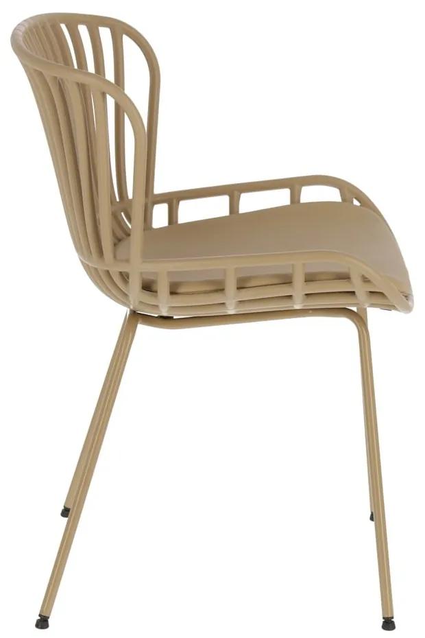 Béžová záhradná stolička s oceľovou konštrukciou Kave Home Surpik