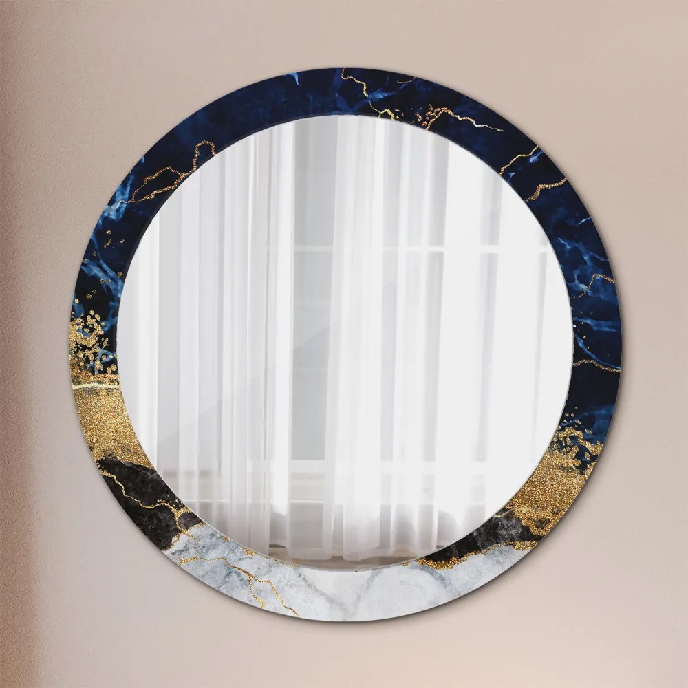 Okrúhle ozdobné zrkadlo Modrý mramor fi 80 cm