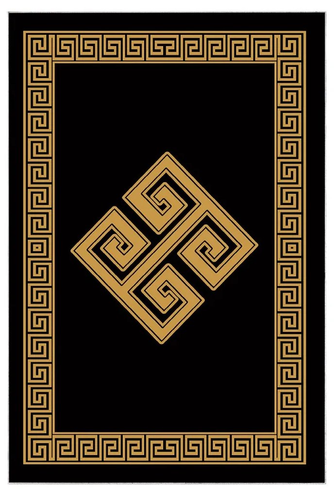 Súprava 2 kusov kúpeľňových predložiek Labyrint zlatá/čierna