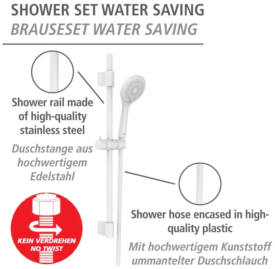 Biela sprchová súprava z nehrdzavejúcej ocele 70 cm Watersaving – Wenko