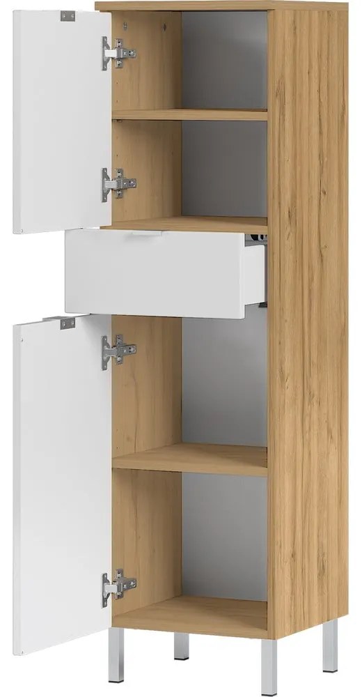 Biela skrinka s dubovým dekorom Germania Mauresaa, výška 120 cm