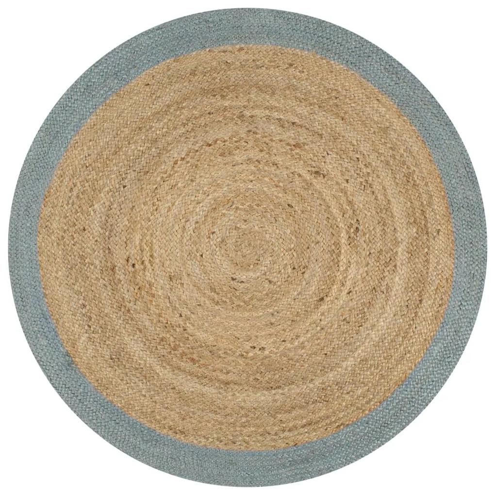 vidaXL Ručne vyrobený jutový koberec s olivovo-zelenými okrajmi 120 cm