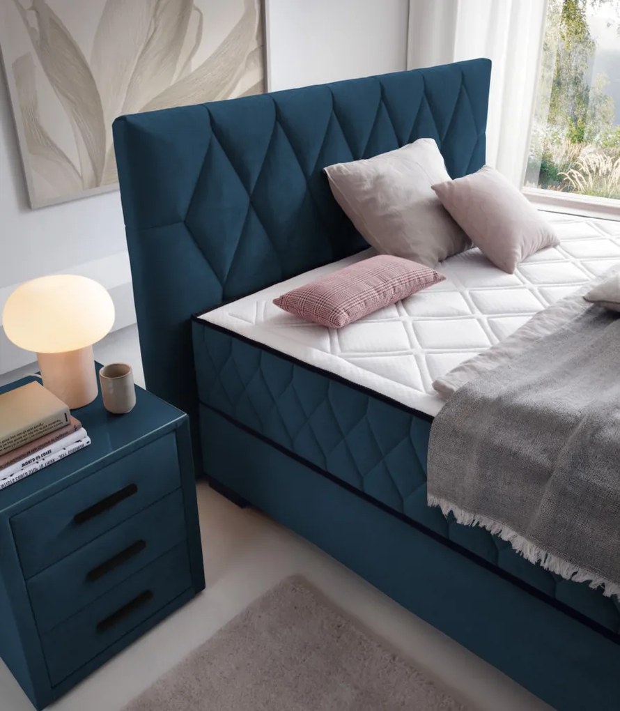 Posteľ Reve 160x200 cm, námornícka modrá látka