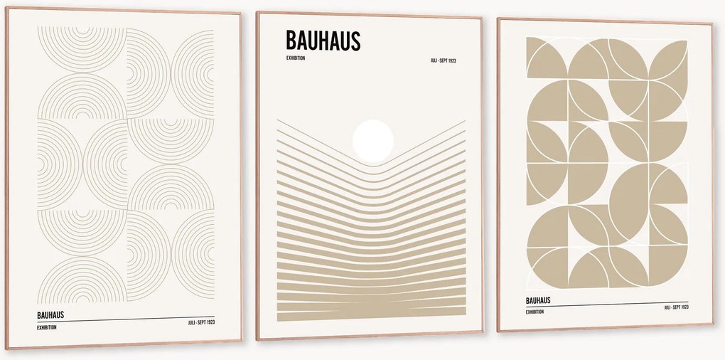 Nástenné dekorácie v rámoch Bauhaus, 3 ks
