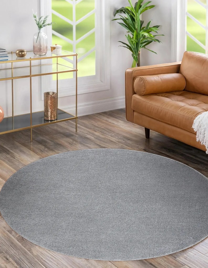 Okrúhly koberec SOFTY Jednofarebný, sivý