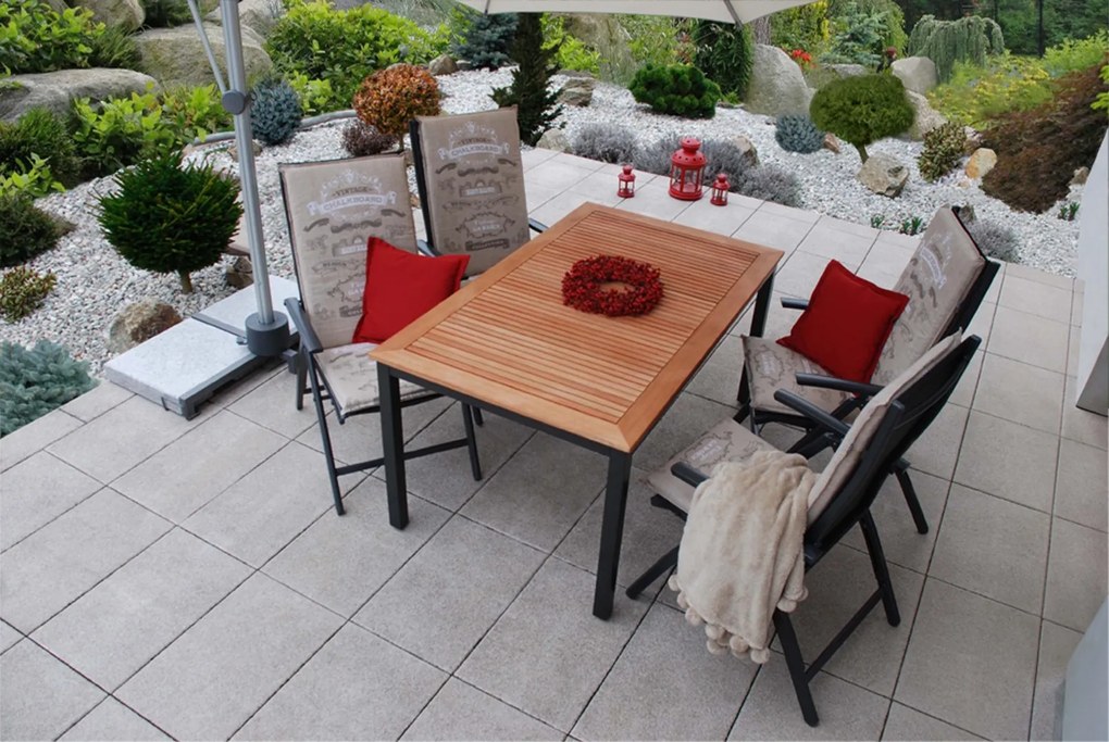 Doppler CONCEPT - záhradný teakový stôl 150 x 90 x 75 cm, hliník + teak