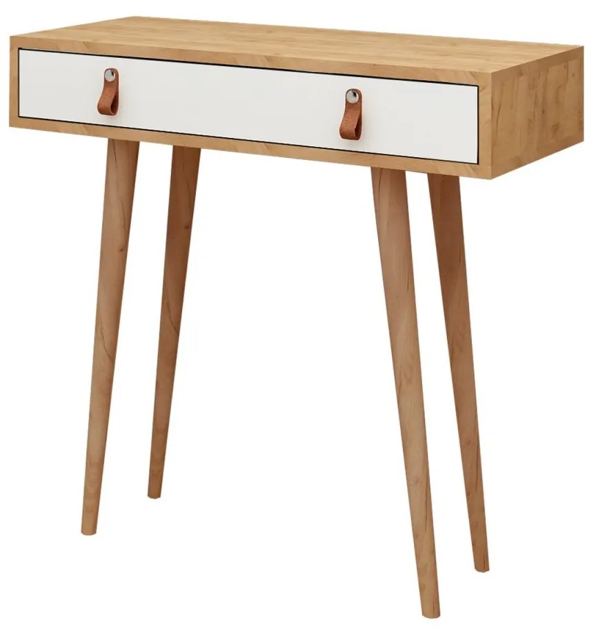 Konzolový stolík Dokka 80 cm dub craft zlatý/biely