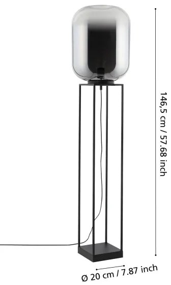 Eglo 39989 - Stojacia lampa BULCIAGO 1xE27/40W/230V dymová