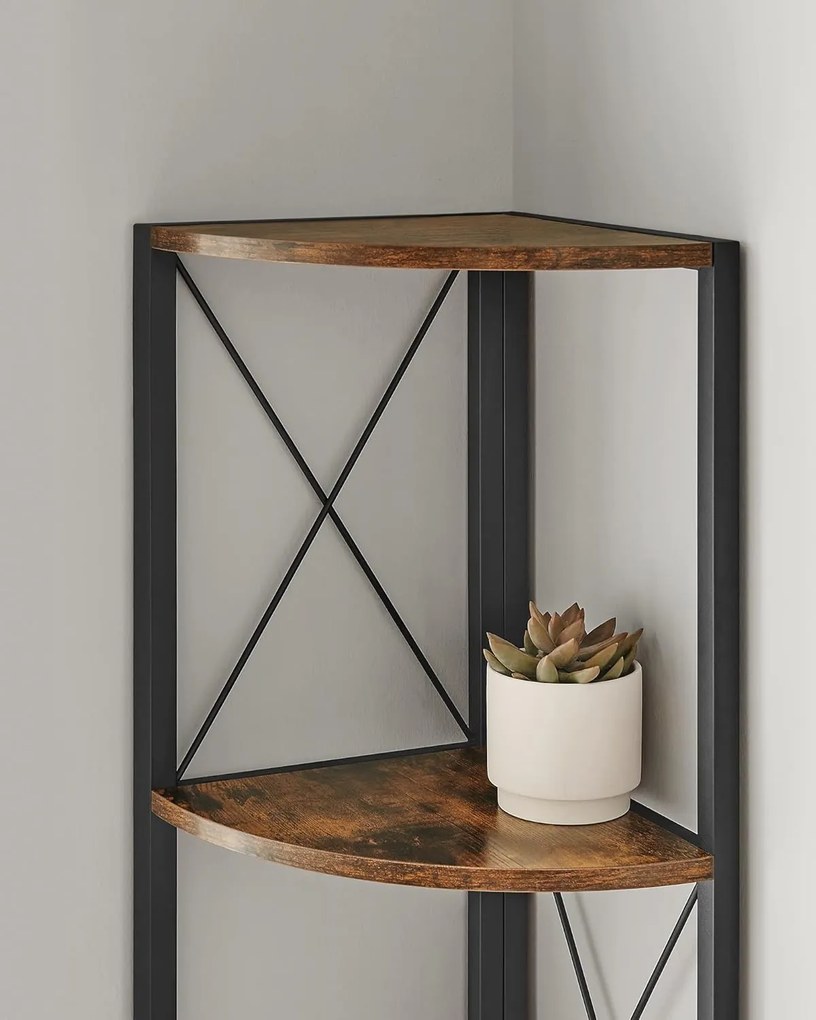 Rohová polica Vasagle Norma hnedá/čierna