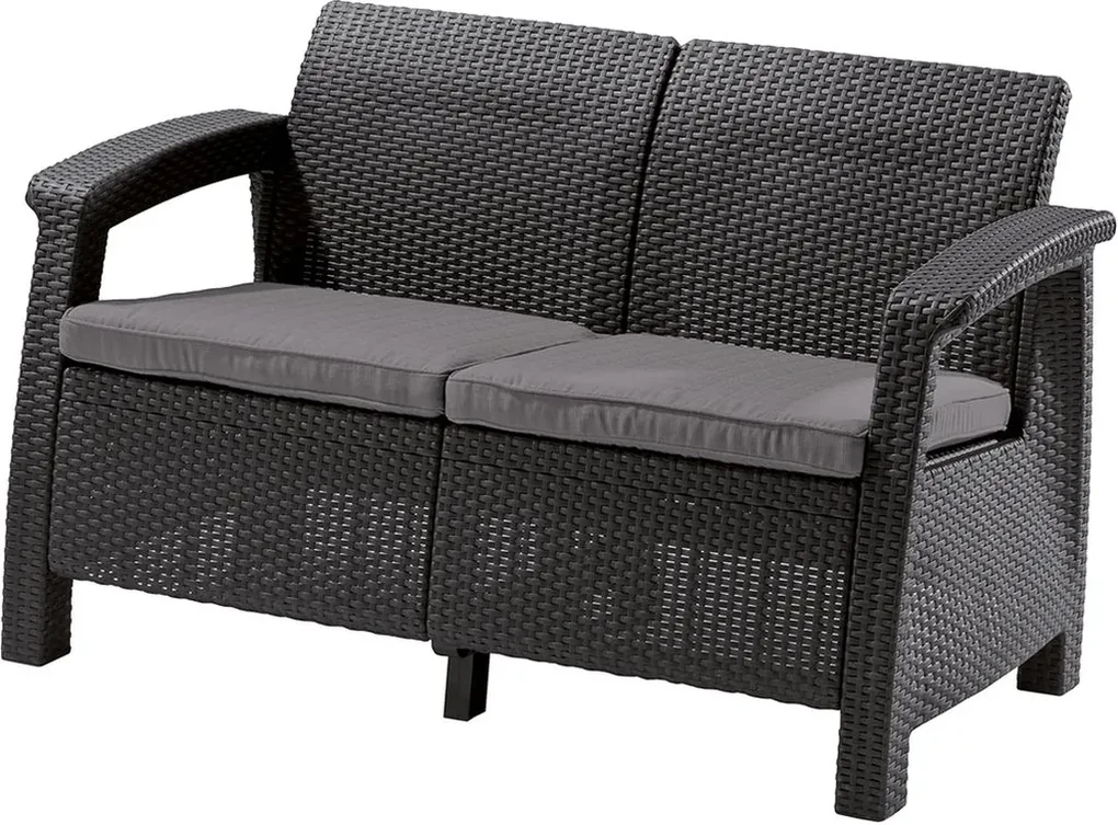ALLIBERT CORFU LOVE SEAT Pohovka, 128 x 70 x 79cm, grafit/sivá 17197359