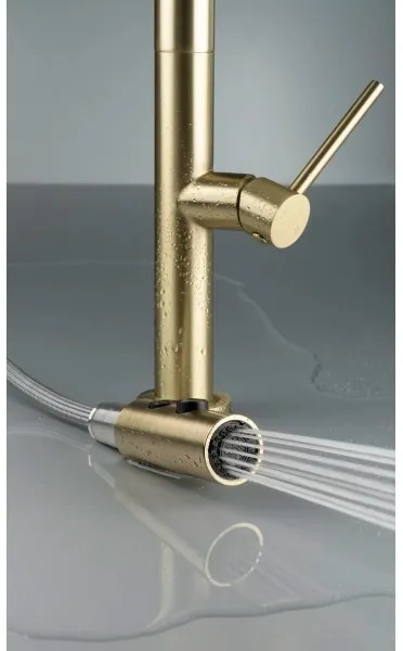 Deante BQO_R72M - Drezová batéria s vyťahovacou sprškou OLFATO kefovaná zlatá