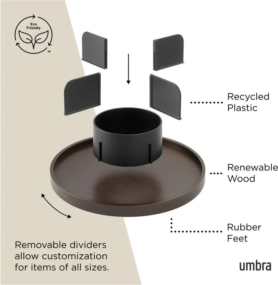 Otočný čierny drevený kúpeľňový organizér na kozmetiku Bellwood – Umbra