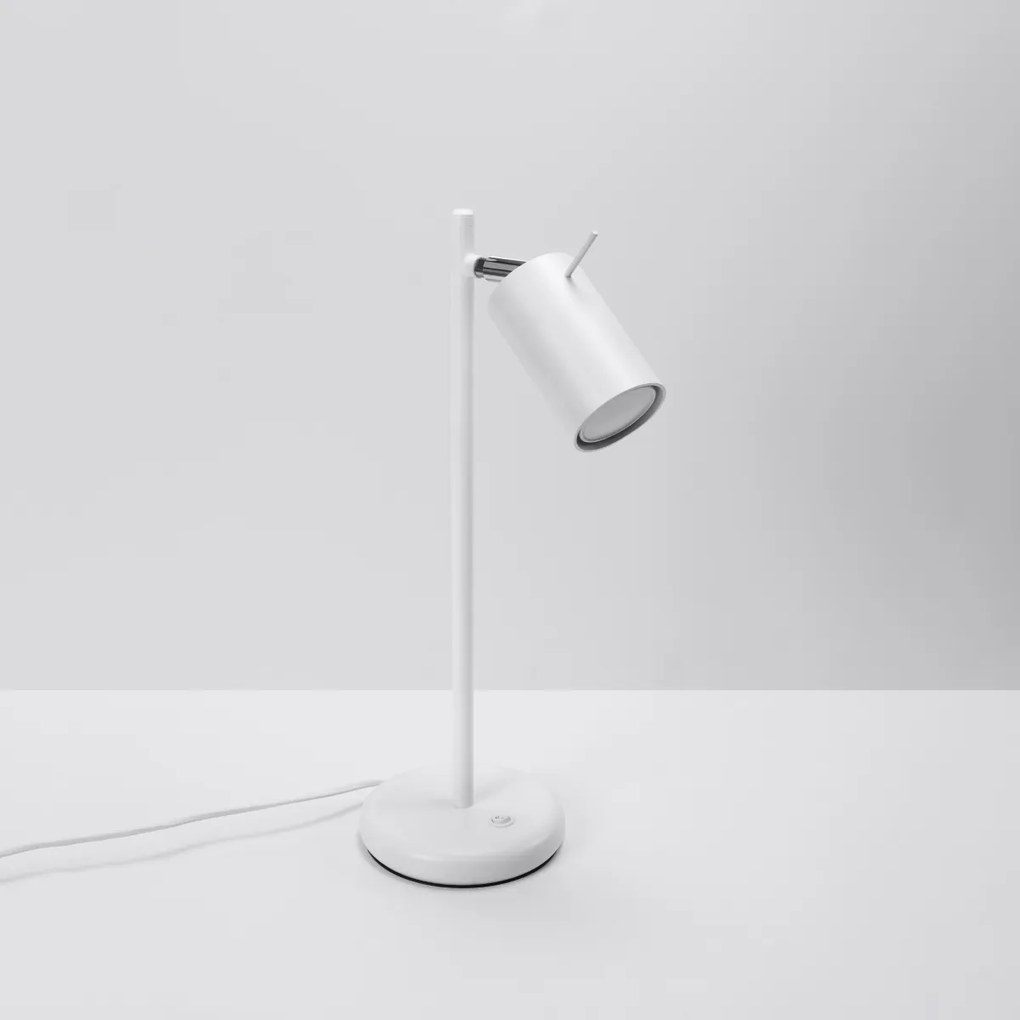 Stolná lampa Ring, 1x biele kovové tienidlo