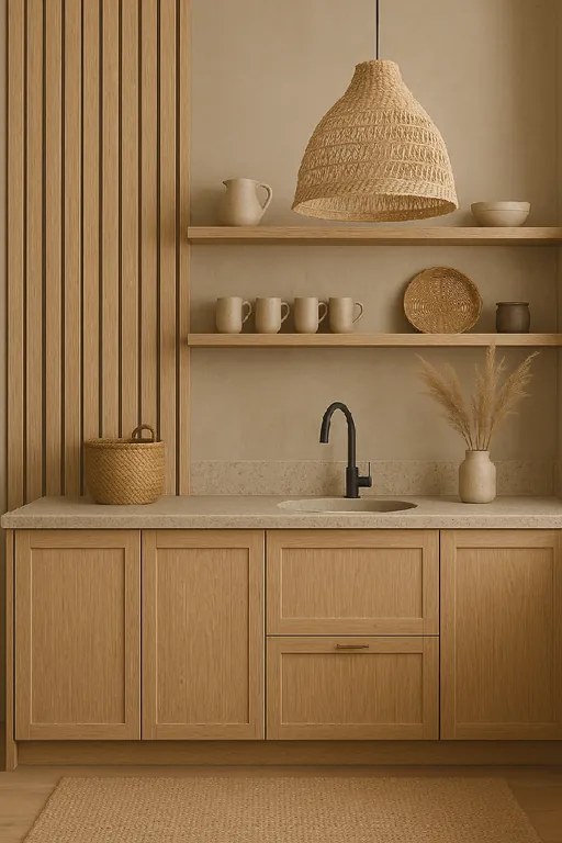 3D Drevené lamely na stenu na filci 275x46cm - DUB LATTE