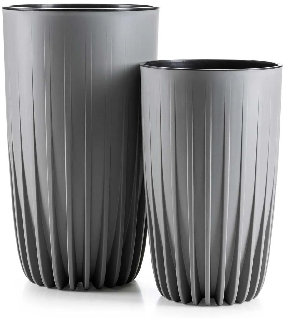 PLASTOVÝ KVETINÁČ STRIPPED 25X42 CM SIVÁ