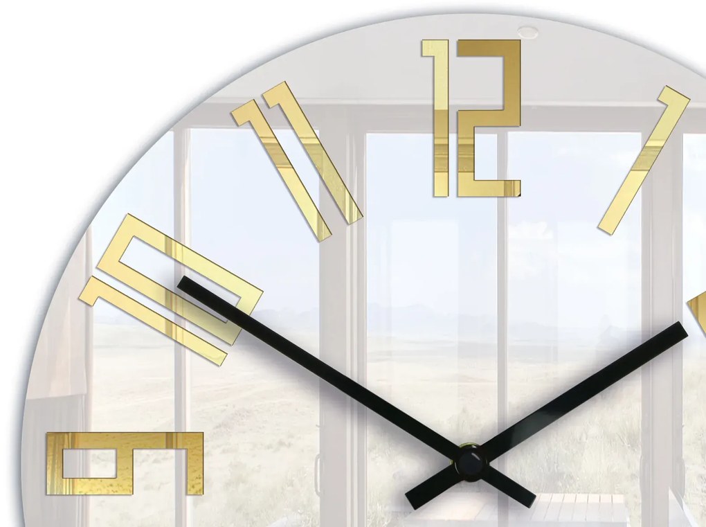 Nástenné hodiny Slim Gold biele