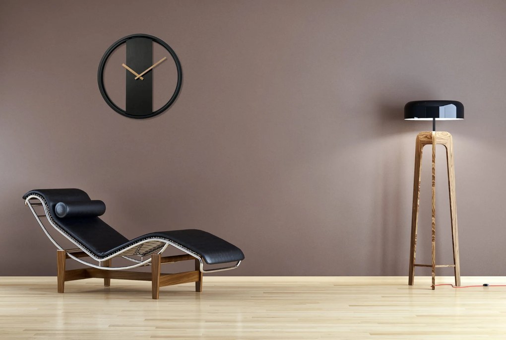 Dekorstudio Kovové hodiny s dubovým drevom LOFT OVAL čierne