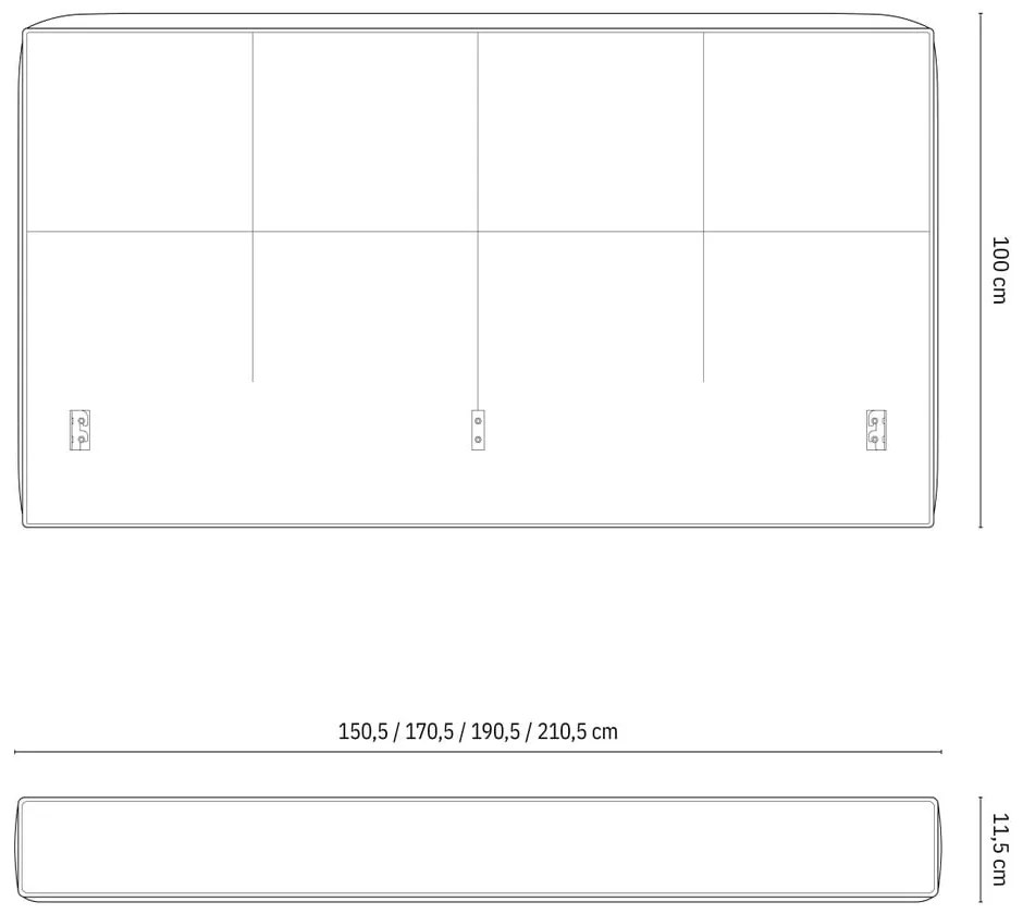 Krémovobiele čalúnené čelo postele 209x100 cm Darren – Micadoni