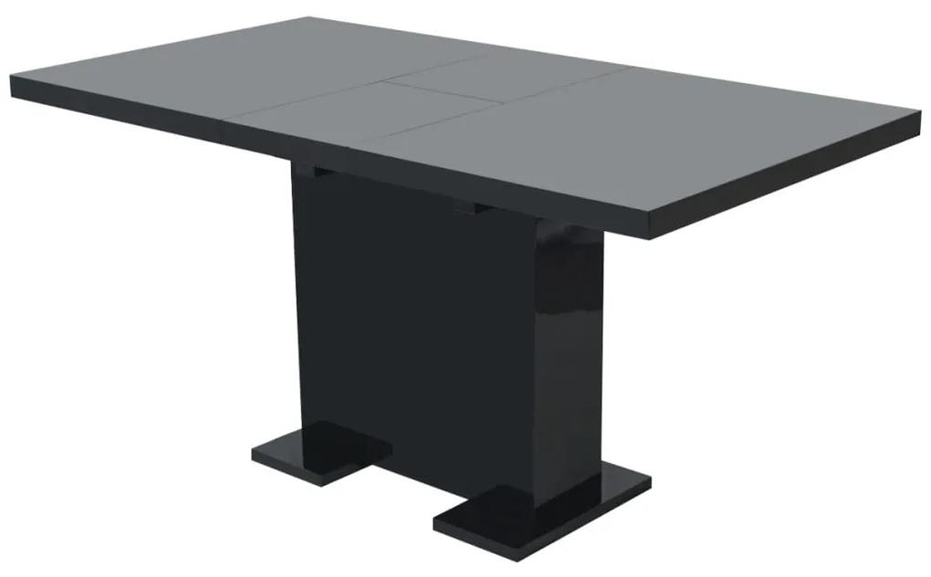 Rozkladací jedálenský stôl, vysoko lesklý, čierny