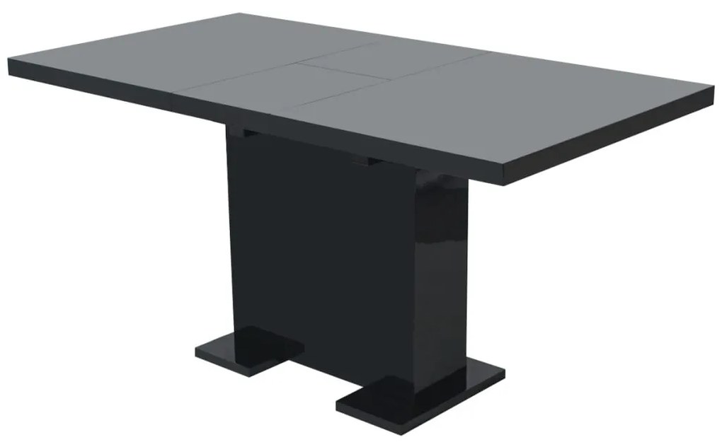 vidaXL Rozkladací jedálenský stôl, vysoko lesklý, čierny