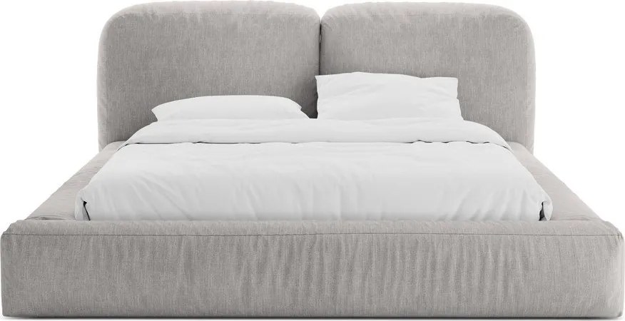 Svetlosivá čalúnená dvojlôžková posteľ s úložným priestorom s roštom 200x200 cm Martina – Micadoni