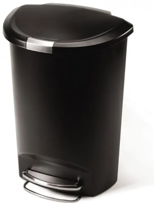 Pologuľatý pedálový kôš 50 l čierny plast, čierna