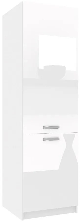 Vysoká kuchynská skrinka Belini pre vstavanú chladničku 60 cm biely lesk  INF SSL60/0/WT/W/0/F