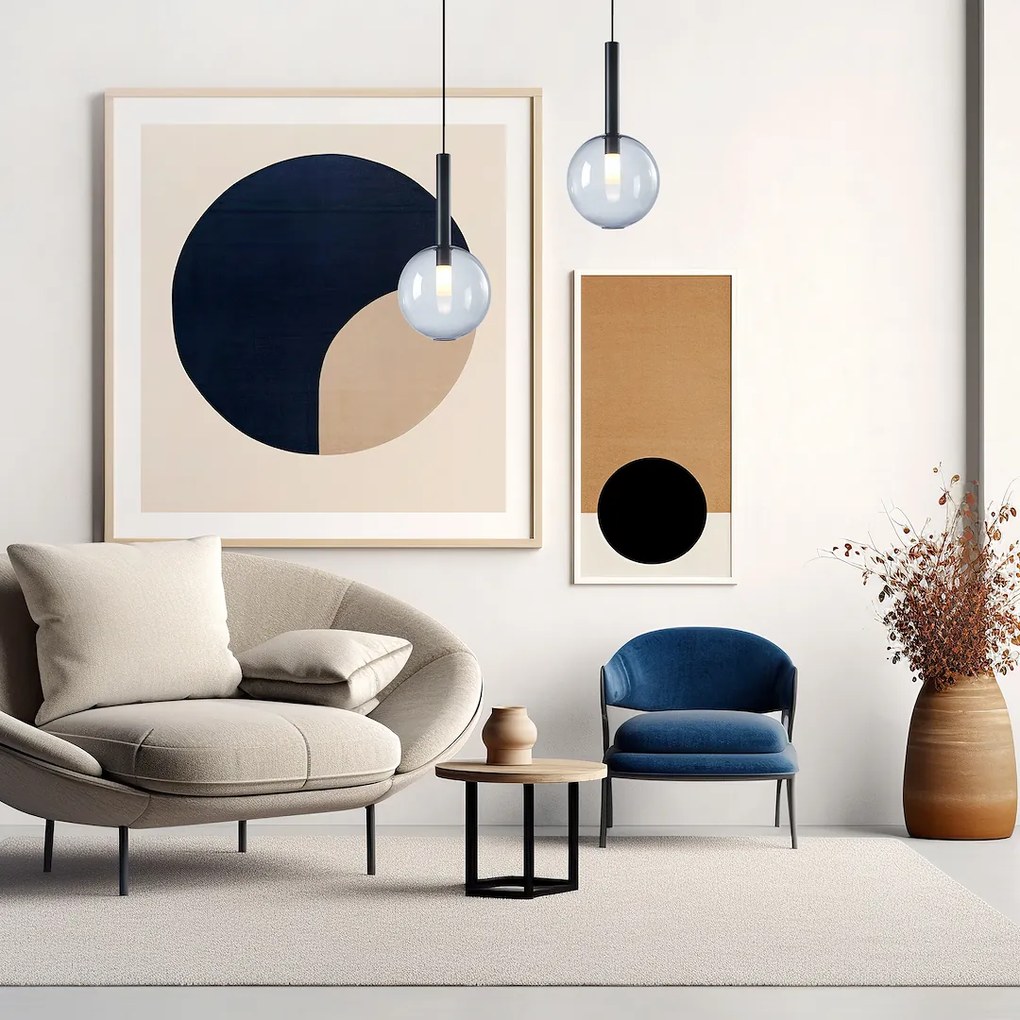 Závesné svietidlo Niko, 1x transparentné sklenené tienidlo, (fi 20cm), b