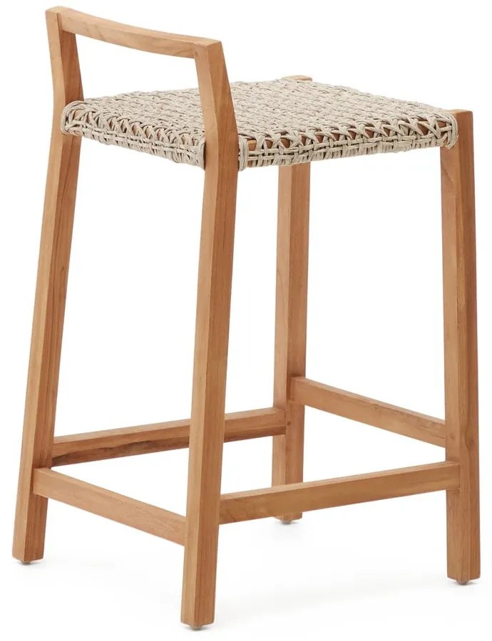 Drevená záhradná barová stolička v prírodnej farbe Giverola – Kave Home