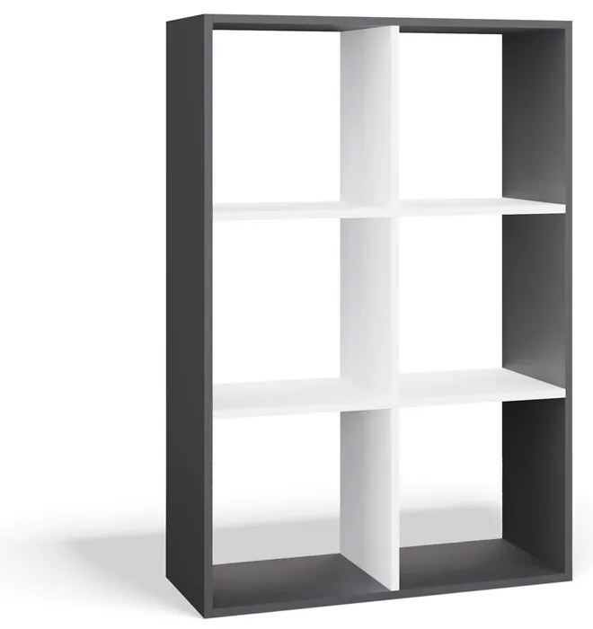 Regál Malax 2x3 110 cm antracit/bílý