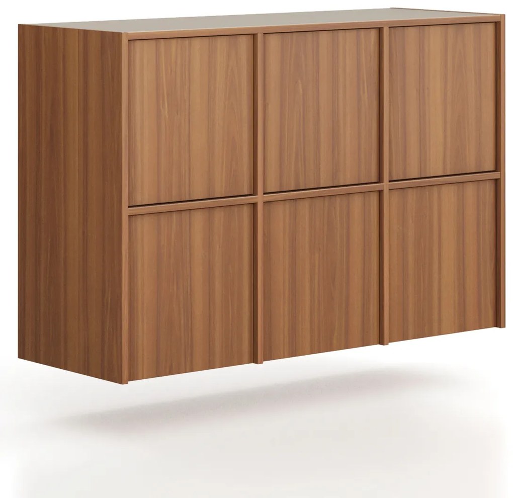 Nadstavba pre skrine FRAME, 6x dvere, 1299 x 450 x 854 mm, PUSH-lock, orech